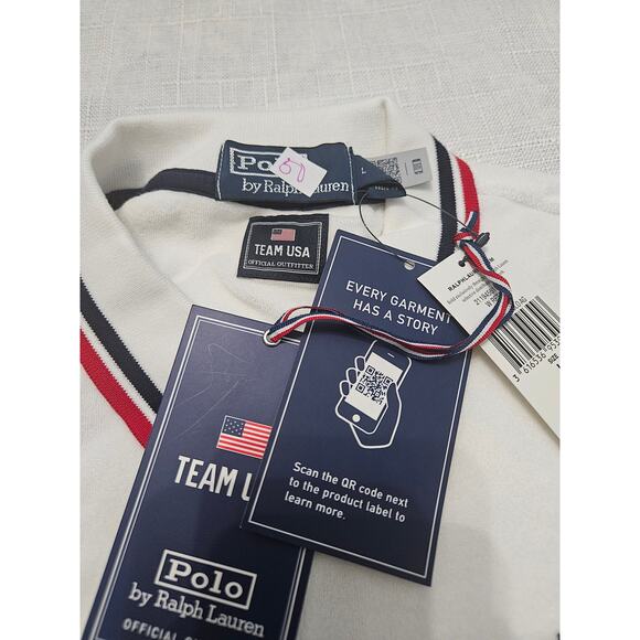 Polo Ralph Lauren Team USA Official Gear terry Polo White Size Large - Picture 2 of 8